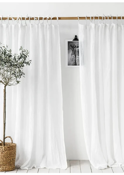 Boutique Curtain Keten Rustik Tül Perde Pilesiz