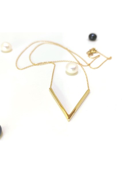 V Kolye 14 Ayar Altın HD VİDEOLU