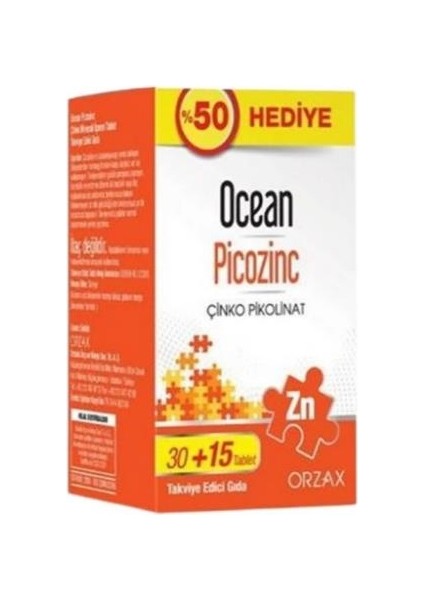 Ocean Picozinc Takviye Edici Gıda 30 + 15 Tablet