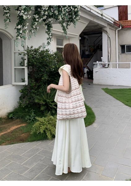 Yün Örgü Çanta Dokuma Çanta Basit Moda Çok Yönlü Omuz Çanta Çanta (Yurt Dışından)