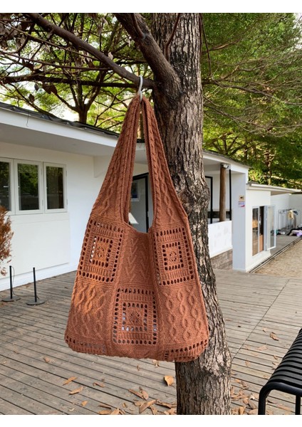 Örme Çanta Retro Içi Boş El Örtüsü Çanta Omuz Çantası Çanta Yün Çanta Kadın Çanta (Yurt Dışından) fiyatları