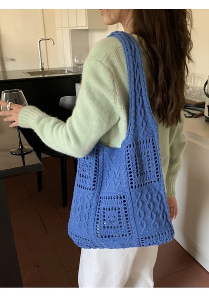 Örme Çanta Retro Içi Boş El Örtüsü Çanta Omuz Çantası Çanta Yün Çanta Kadın Çanta (Yurt Dışından)