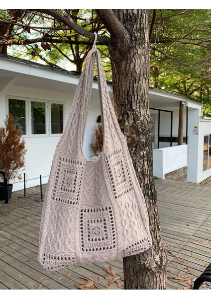 Örme Çanta Retro Içi Boş El Örtüsü Çanta Omuz Çantası Çanta Yün Çanta Kadın Çanta (Yurt Dışından)