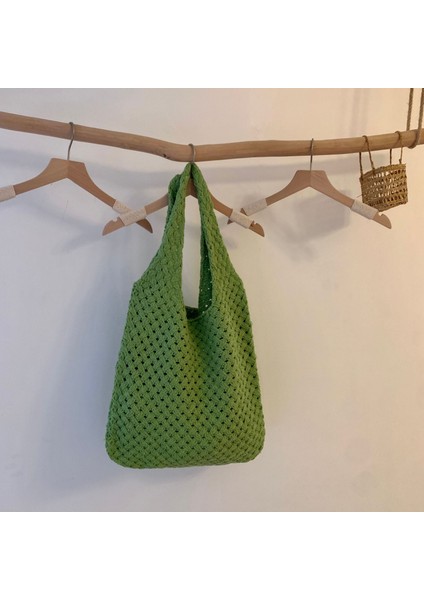 Örme Çantalar, El Örtüsü Çantalar, Retro Tote Çantalar, Omuz Çantaları, Kadın Yün Çantaları (Yurt Dışından)