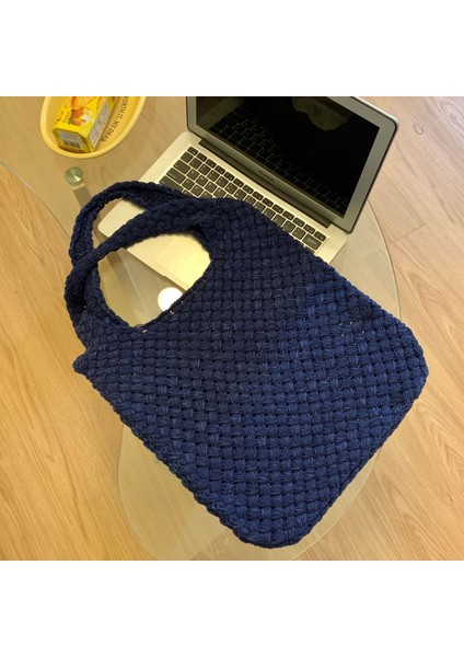 Örme Çantalar, El Örtüsü Çantalar, Retro Tote Çantalar, Omuz Çantaları, Kadın Yün Çantaları (Yurt Dışından)