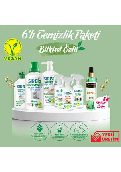 Sır Bio Bitkisel Özlü 6'lı Temizlik Paketi + Vücut Spreyi Hediyeli