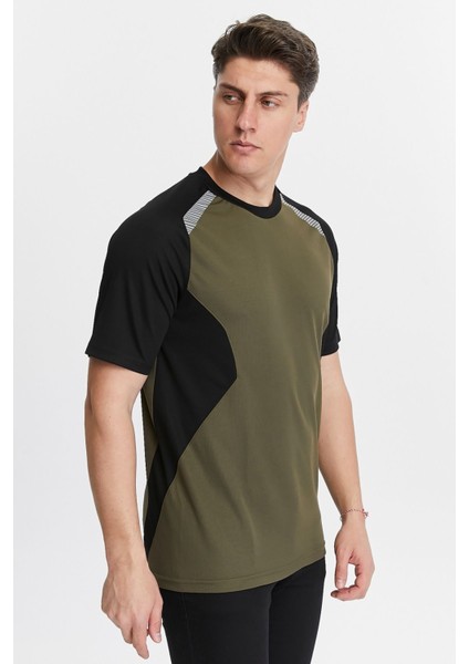 Erkek Sıfır Yaka Tişört Nefes Alan Kumaş Procool Spor Outdoor T-Shirt Haki-Siyah fırsatları