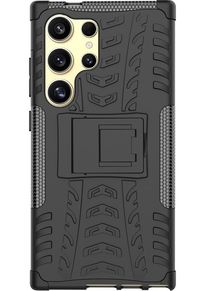 Samsung Galaxy S24 Ultra Pc+Tpu Lastik Dokusu Kickstand Telefon Kılıfı (Yurt Dışından) fiyatları
