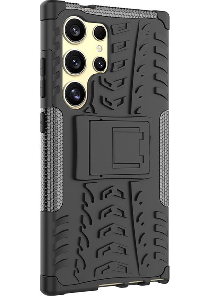 Samsung Galaxy S24 Ultra Pc+Tpu Lastik Dokusu Kickstand Telefon Kılıfı (Yurt Dışından) modelleri
