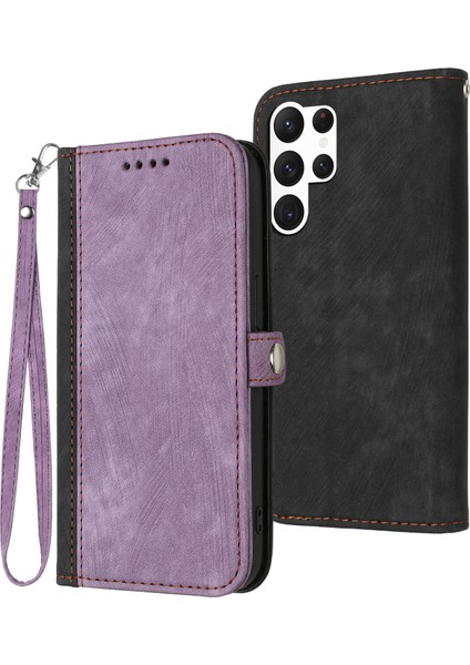 Samsung Galaxy S24 Ultra Pu Deri Manyetik Kapatma Çanta Telefon Kapağı (Yurt Dışından)