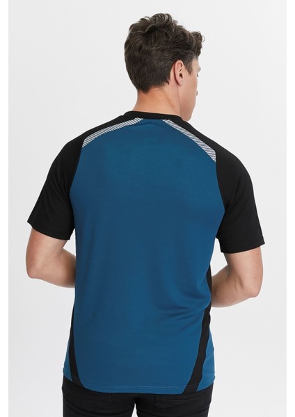 Erkek Sıfır Yaka Tişört Nefes Alan Kumaş Procool Spor Outdoor T-Shirt Indigo-Siyah fiyatları