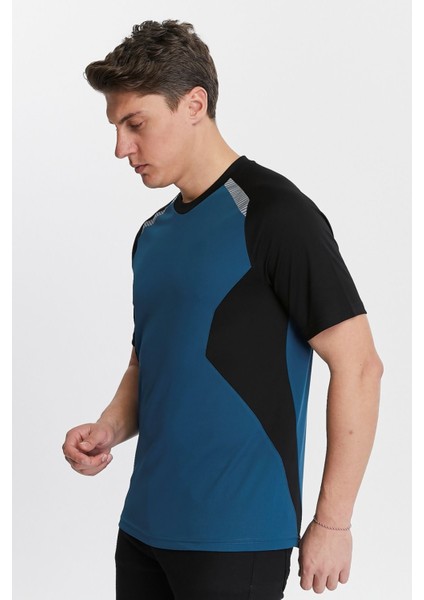 Erkek Sıfır Yaka Tişört Nefes Alan Kumaş Procool Spor Outdoor T-Shirt Indigo-Siyah fırsatları