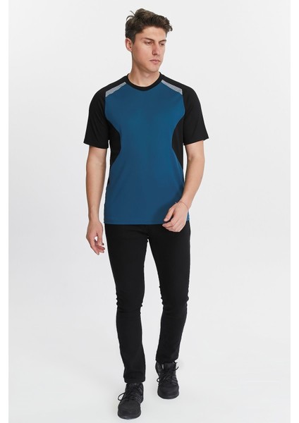 Erkek Sıfır Yaka Tişört Nefes Alan Kumaş Procool Spor Outdoor T-Shirt Indigo-Siyah indirimleri