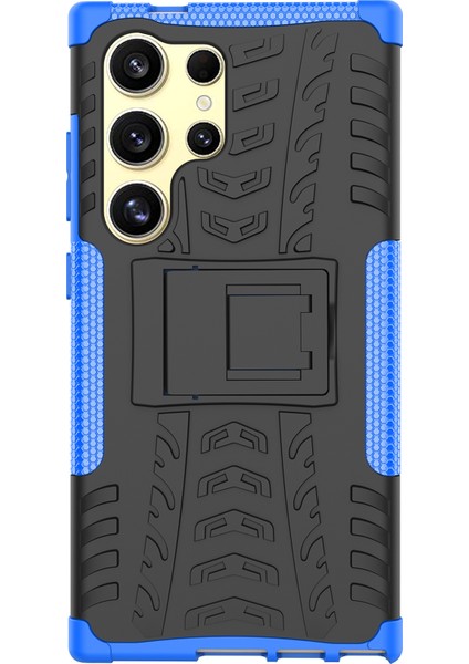 Samsung Galaxy S24 Ultra Pc+Tpu Lastik Dokusu Kickstand Telefon Kılıfı (Yurt Dışından)