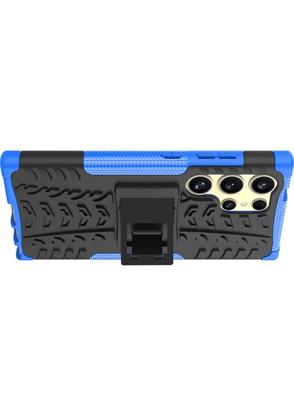 Samsung Galaxy S24 Ultra Pc+Tpu Lastik Dokusu Kickstand Telefon Kılıfı (Yurt Dışından)