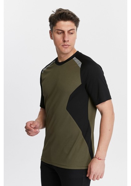 Erkek Sıfır Yaka Tişört Nefes Alan Kumaş Procool Spor Outdoor T-Shirt Haki-Siyah modelleri