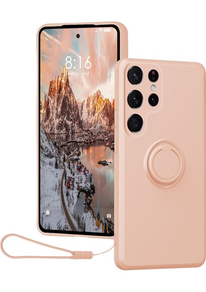 Samsung Galaxy S24 Ultra Halka Tutucu Kickstand Telefon Kılıfı Kayışlı (Yurt Dışından)
