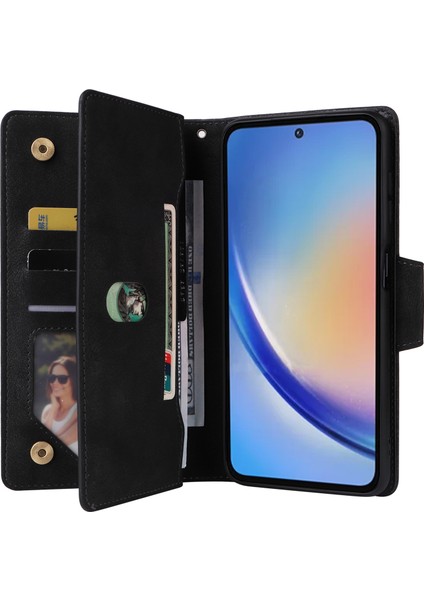 Samsung Galaxy A35 5g Deri Kılıf Perçin Dekor Cüzdan Flip Telefon Kapağı (Yurt Dışından)
