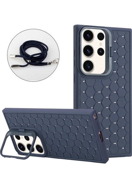 Samsung Galaxy S24 Ultra Manyetik Kılıf Kickstand Nefes Alabilir Tpu Telefon Kapağı ile Kordon (Yurt Dışından)
