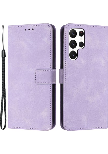 Samsung Galaxy S24 Ultra Cilt Dokunuşlu Pu Deri Toz Geçirmez Telefon Standı Kapağı (Yurt Dışından)