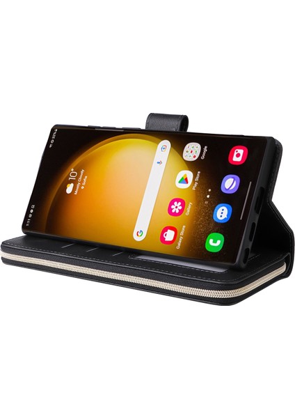 Samsung Galaxy S24 Ultra Cüzdan Telefon Kılıfı Kart Yuvaları Fermuar Deri Kapak Çevirin (Yurt Dışından) fiyatları