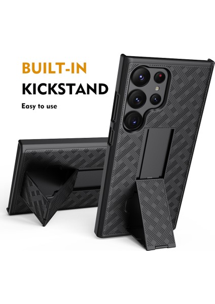 Samsung Galaxy S24 Ultra Kickstand Kılıfı Pc + Tpu Kapaklı Telefon Kılıfı Klipsli (Yurt Dışından) fırsatları
