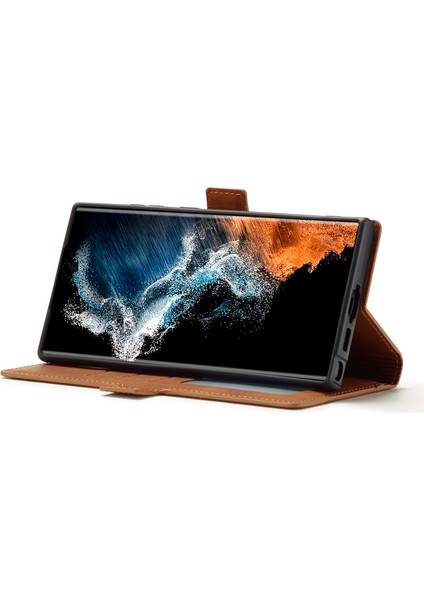 Samsung Galaxy S24 Ultra Skin-Touch Deri Telefon Kapak Standı Cüzdan Kılıf (Yurt Dışından) modelleri