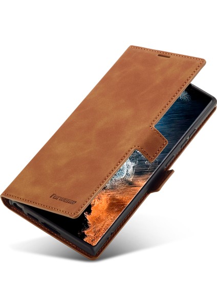 Samsung Galaxy S24 Ultra Skin-Touch Deri Telefon Kapak Standı Cüzdan Kılıf (Yurt Dışından) fırsatları