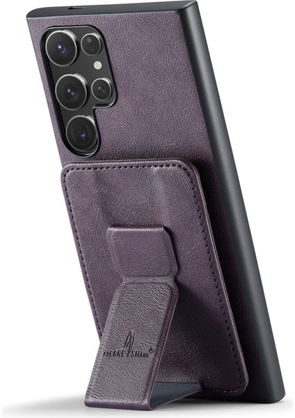 Samsung Galaxy S24 Ultra Kabuk Kart Tutucu Kickstand Telefon Kapağı Deri + Tpu Kılıf (Yurt Dışından) fiyatları