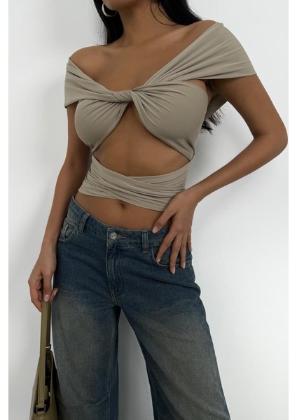 Düğüm Detay Straplez Crop Bluz modelleri
