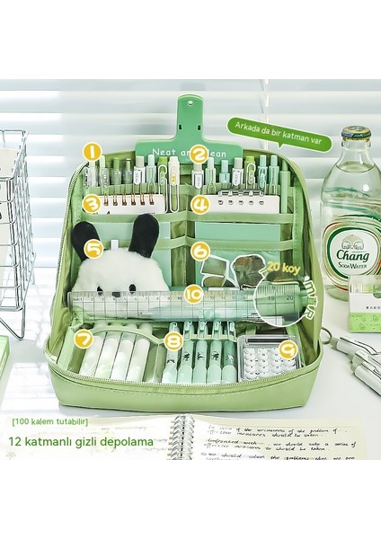 Erkekler ve Kızlar Için 12 Katmanlı Panda Büyük Kapasiteli Kalem Kutusu, Yüksek Değerli Kırtasiye Kalem Kutusu (Yurt Dışından) modelleri