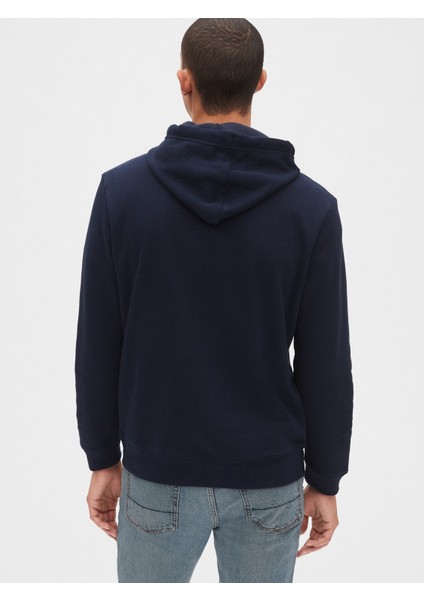 Erkek Siyah Gap Logo Kapüşonlu Sweatshirt