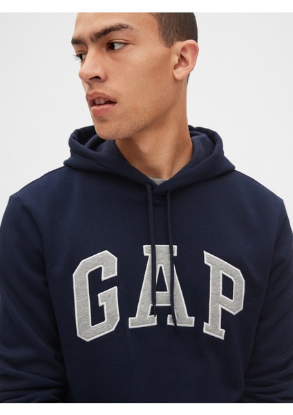 Erkek Siyah Gap Logo Kapüşonlu Sweatshirt