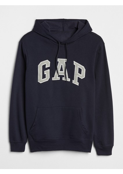 Erkek Siyah Gap Logo Kapüşonlu Sweatshirt