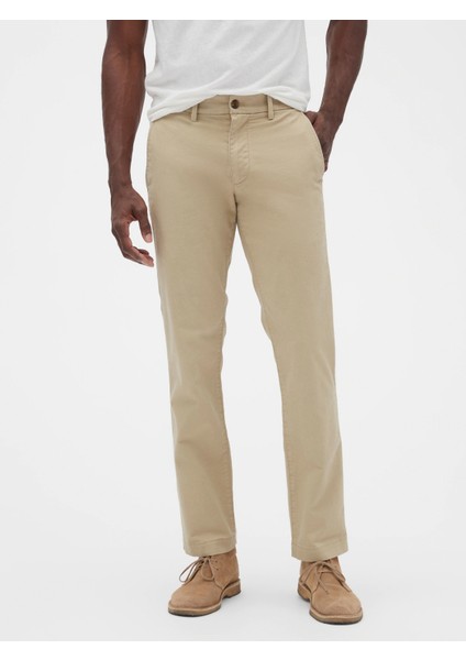 Erkek Bej Gapflex Straight Essential Khaki Pantolon