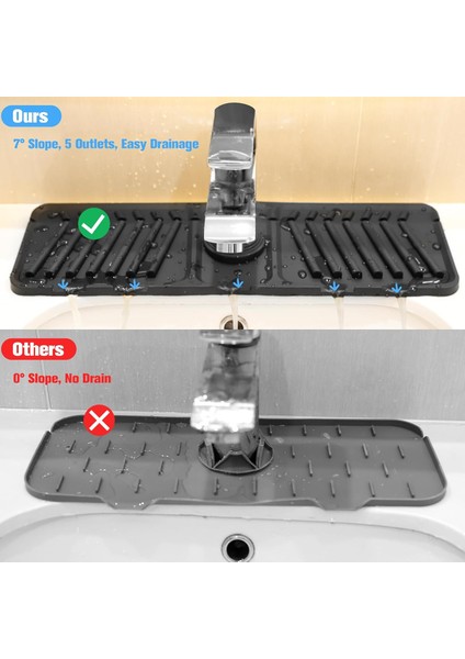 Lavabo Sıçrama Koruması, Mutfak Lavabosu Için 7° Eğimli Silikon Drenaj Matı 45*14CM (Yurt Dışından) fırsatları