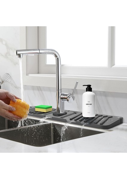 Lavabo Sıçrama Koruması, Mutfak Lavabosu Için 7° Eğimli Silikon Drenaj Matı 45*14CM (Yurt Dışından) indirimleri