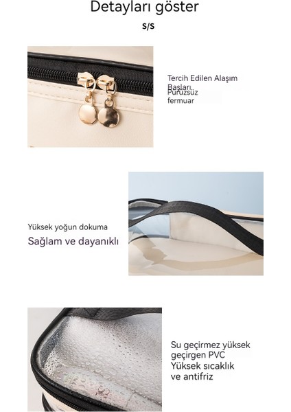 Çift Kozmetik Çantası Düz Renk Pu Şeffaf Yıkama Çantası Ins Moda Su Geçirmez Seyahat Taşınabilir Büyük Kapasiteli Saklama Çantası (Yurt Dışından) fırsatları