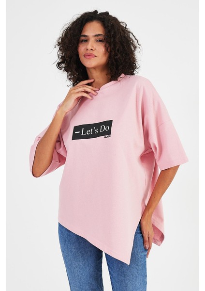 Alexandergardı Asimetrik Kesim Oversize T-SHIRT(B24-00194)