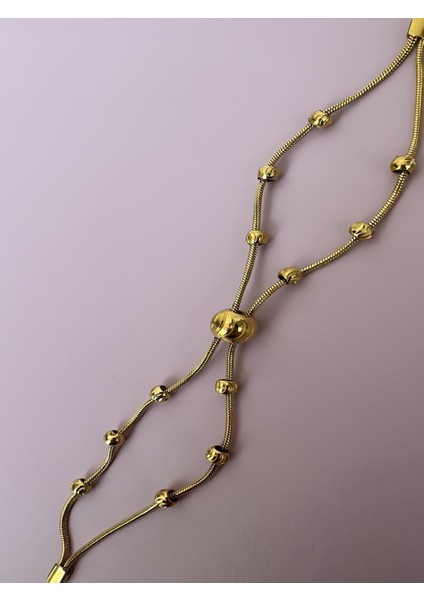 Çelik 2'li Topçuklar Silver Bileklik (Uzunluk: 17-22 Cm)