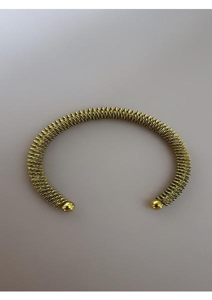 Çelik Tel Detay Gold Bileklik