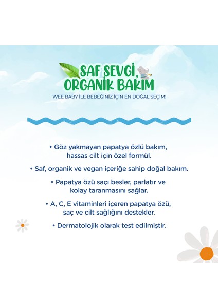 Wee Baby Organik Bebek Şampuanı (Vegan) 750 ml