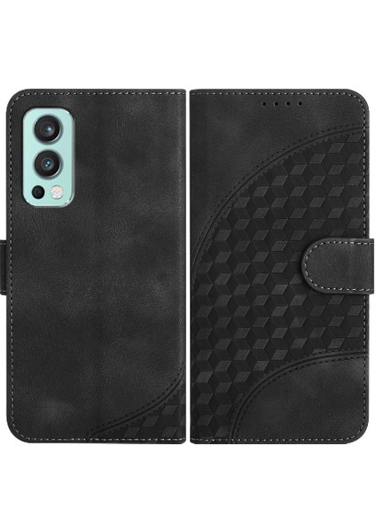 Oneplus Nord 2 Geometrik Desen Deri Manyetik Telefon Kılıfı (Yurt Dışından)