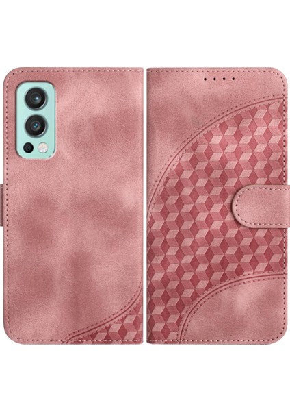 Oneplus Nord 2 Geometrik Desen Deri Manyetik Telefon Kılıfı (Yurt Dışından)