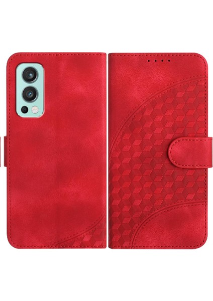 Oneplus Nord 2 Geometrik Desen Deri Manyetik Telefon Kılıfı (Yurt Dışından)