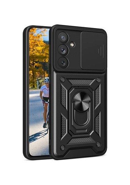 Samsung Galaxy A15 Uyumlu Kılıf Pars Lens Sürgülü Yüzüklü Standlı Korumalı Kılıf