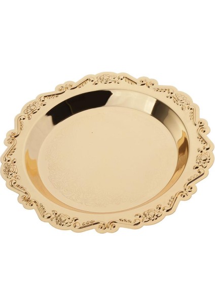 Altın Yuvarlak Çay Tabağı I Tepsisi 15CM (Yurt Dışından)