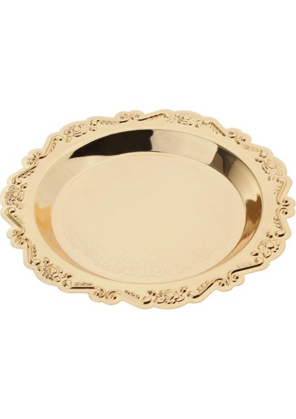 Altın Yuvarlak Çay Tabağı I Tepsisi 15CM (Yurt Dışından)