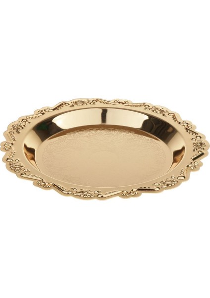Altın Yuvarlak Çay Tabağı I Tepsisi 15CM (Yurt Dışından)