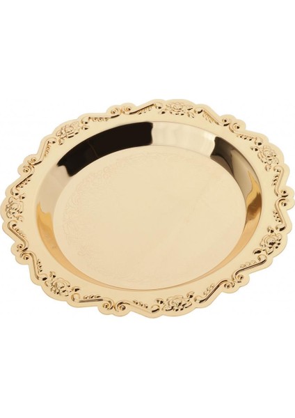 Altın Yuvarlak Çay Tabağı I Tepsisi 15CM (Yurt Dışından)